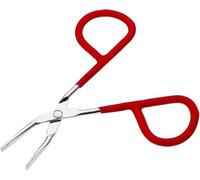 1 x Red Eyebrow Tweezers Stainless Steel Scissors Shaped Tweezers Slanted Tip Hair Removal Tool for Women and Girls