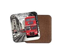1 x Red London Bus Coaster - England British UK Winter Routemaster Snow #14648