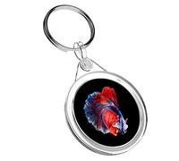 1 x Red Siamese Fighting Fish - Keyring IR02 Mum Dad Kids Birthday #3274