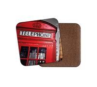 1 x Red Telephone Box Coaster - London Britain UK British Crown Royal #14960