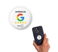 1 x "Review us" on Google NFC Sticker - 3 cm Diameter - Get More Reviews Instantly with One Tap - Reusable & Reprogrammable - Ideal for Small Business & Customer Touchpoints