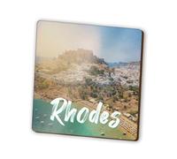 1 x Rhodes Square Magnet - Greece Greek Island Travel Holiday Photos Fridge Magnetic Travel Holiday Family Friend Women Men #83132