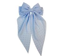 1 x Ribbon Hair Clips with Bow, Long Hair Bows for Women, Hair Clips, Hair Accessories Headpiece for Girls and Women, Hair Accessory, for Party, Wedding, Makeup, Everyday, Sky Blue