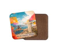 1 x Rio de Janeiro Brazil Coaster - Sugarloaf Mountain Travel Modern Art Souvenir Gift #72091