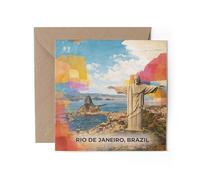1 x Rio de Janeiro Brazil Greeting Card - Sugarloaf Mountain Travel Modern Art Gift #72091