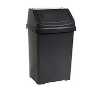 1 x Robust Plastic Swing Bin Waste Recycle Recycling Dustbins With Removable Swing Lid Rubbish Trash Refused Bins Garbage Trash Can For Home Kitchen Bathroom Office (Midnight Greyish) (50L Litre)