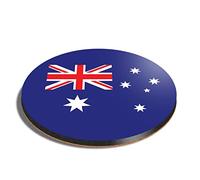 1 x Round Coaster - Australian Flag Australia Sydney Perth Cork Backed MDF Glossy Tea Coffee Accessory #56531