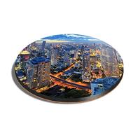 1 x Round Coaster - Bangkok City Thailand Cityscape Cork Backed MDF Glossy Tea Coffee Accessory #12377