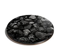 1 x Round Coaster - Black Coal Rocks Geology Cork Backed MDF Glossy Tea Coffee Accessory #3204