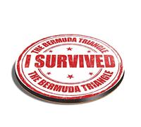 1 x Round Coaster - I Survived The Bermuda Triangle Cork Backed MDF Glossy Tea Coffee Accessory #5234
