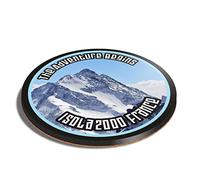 1 x Round Coaster - Isola 2000 France Ski Snowboard Resort Cork Backed MDF Glossy Tea Coffee Accessory #7112