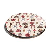 1 x Round Coaster - Japanese Oriental Japan Cork Backed MDF Glossy Tea Coffee Accessory #8789