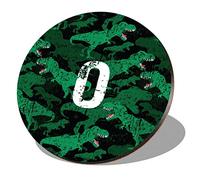 1 x Round Coaster - Letter O TRex Dinosaur Tyrannosaurus Texture Lettering Name Initial Cork Backed MDF Glossy Tea Coffee Accessory #258092