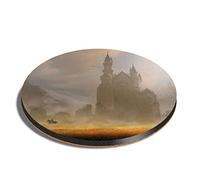 1 x Round Coaster - Medieval Castle Knight Fantasy Cork Backed MDF Glossy Tea Coffee Accessory #14025