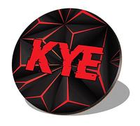 1 x Round Coaster - Name Kye Gamer Black Red Video Game Letter Lettering Initial Cork Backed MDF Glossy Tea Coffee Accessory #273310