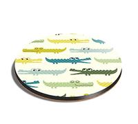 1 x Round Coaster - Snappy Crocodile Alligator Pattern Cork Backed MDF Glossy Tea Coffee Accessory #12412