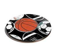 1 x Round Coaster - Sport Fan Basketball Football Rugby Baseball Cork Backed MDF Glossy Tea Coffee Accessory #170879