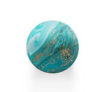 1 x Round Coaster - Turquoise Marble Gold Glitter Ooze MDF Gift #15196