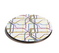 1 x Round Coaster - Underground Train Map Trains Cork Backed MDF Glossy Tea Coffee Accessory #8183