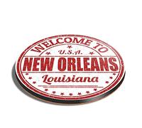 1 x Round Coaster - Welcome To New Orleans Louisiana US Cork Backed MDF Glossy Tea Coffee Accessory #5205