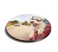 1 x Round Coaster - West Highland White Terrier Dog Cork Backed MDF Glossy Tea Coffee Accessory #24422