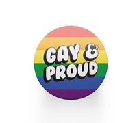 1 x Round Gay and Proud Coaster - LGBTQ Flag Rainbow Identity Love Support Drinks Bar Birthday Bedroom Room House Circle Gift #81943