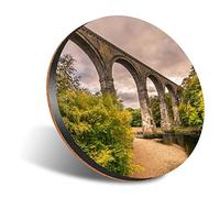 1 x Round Jumbo Size Coaster 12cm Lambley Viaduct Railway England UK Cork Backed MDF Glossy Tea Coffee Accessory #51316
