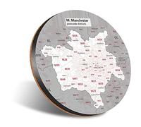 1 x Round Jumbo Size Coaster 12cm Manchester District Cork Backed MDF Glossy Tea Coffee Accessory #55570