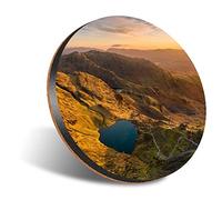 1 x Round Jumbo Size Coaster 12cm Sunrise The Old Man of Coniston English Cork Backed MDF Glossy Tea Coffee Accessory #52183