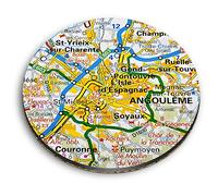 1 x Round MDF Magnet - Angouleme France French Travel Map 44102