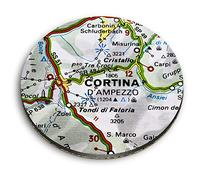 1 x Round MDF Magnet - Cortina d'Ampezzo Italy Italian Travel Map 44729