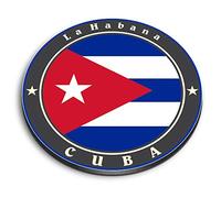 1 x Round MDF Magnet - Cuba Flag La Habana Cuban Travel 9242
