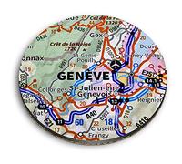 1 x Round MDF Magnet - Geneve City Switzerland Travel Map 45136