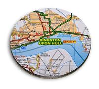 1 x Round MDF Magnet - Kingston Upon Hull Yorkshire Travel UK Map 45474
