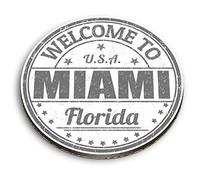 1 x Round MDF Magnet - Miami Florida USA Travel Stamp 40146