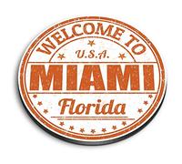 1 x Round MDF Magnet - Miami Florida USA Travel Stamp 5219