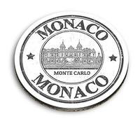 1 x Round MDF Magnet - Monaco Monte Carlo Stamp 41850
