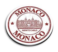 1 x Round MDF Magnet - Monaco Monte Carlo Stamp 9224