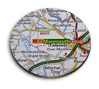 1 x Round MDF Magnet - Monmouth Wales Welsh Travel UK Map 45766