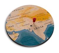 1 x Round MDF Magnet - New Delhi India World Map Indian 21937