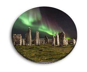 1 x Round MDF Magnet - Northern lights Callanish stones 45886
