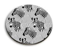 1 x Round MDF Magnet - Zebra Print Animal Head 36703