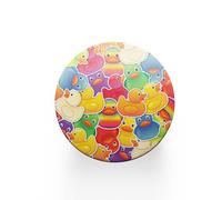 1 x Round Rubber Ducks Coaster - Colourful Pattern Toys Kids Bath Duckies Cute Duck Funny Novelty Animal Kitchen Family Drinks Home #81567