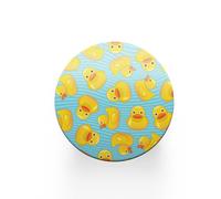 1 x Round Rubber Ducks Coaster - Yellow Pattern Toys Kids Bath Duckies Cute Duck Funny Novelty Animal Kitchen Family Drinks Home #81566