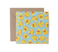 1 x Rubber Ducks Greeting Card - Pattern Toys Kids Bath Duckies Cute Duck Funny Novelty Anniversary Valentine's Birthday Friend #81566
