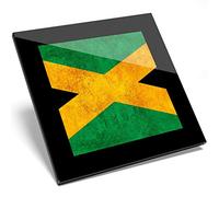 1 x Rustic Jamaican Flag Art Home Kitchen Office Glass Coaster #14366