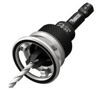 1 x SabreCut SCRCS08 - #8 TCT Countersink Adjustable Depth Stop Drill Bit - 3/8" Countersink, 2.75mm (7/64") HSS Drill Bit, Easy Spin Collar, 1/4" Hex Shank for Wood, Cement Sheet, Plastic & Abrasives