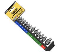 1 x SabreCut SCSK002 12pc Dual Drive Low Profile Torx Plus Socket Set TP10-TP60 - Ultra-Low Profile, 1/4" 3/8" 1/2" Square Drive + External Hex, S2 Impact Steel, Zinc Phosphate, Storage Rail