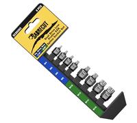 1 x SabreCut SCSK003 8pc Dual Drive Low Profile XZN Triple Square Spline Socket Set M4-M16 - Ultra Low Profile, 1/4" & 3/8" Square Drive + External Hex, S2 Impact Steel, Zinc Phosphate, Storage Rail