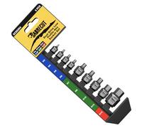 1 x SabreCut SCSK004 9pc Dual Drive Low Profile Hex Bit Socket Set H3-H14 - Ultra-Low Profile, 1/4" 3/8" 1/2" Square Drive + External Hex, S2 Impact Steel, Zinc Phosphate, Storage Rail